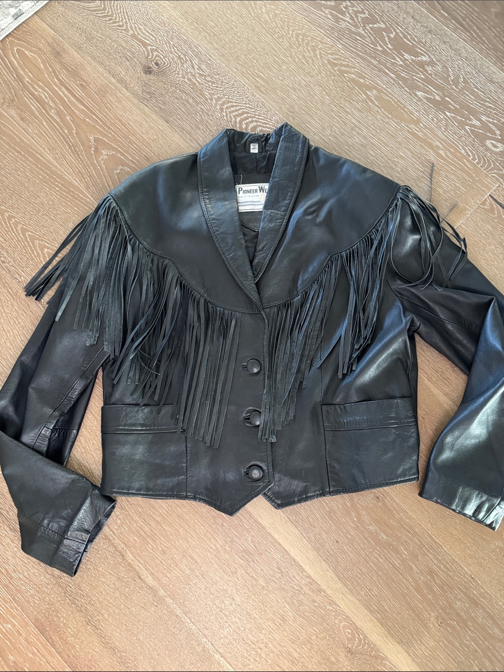 Vintage Leather Cropped Fringe Jacket Womens M/L Festival indie grunge Boho